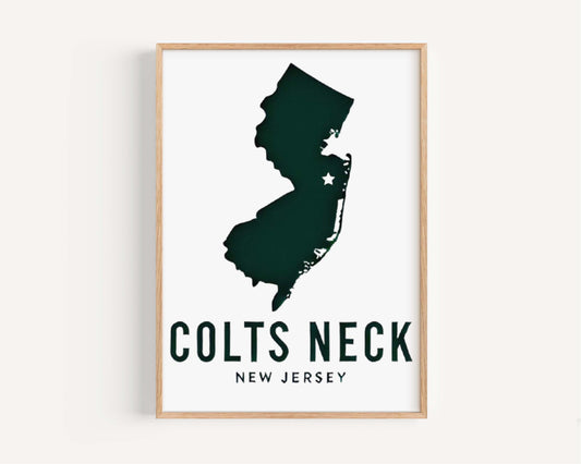 Colts Neck Print New Jersey Wall Art Map Travel Decor NJ Gift Housewarming College Room Decor
