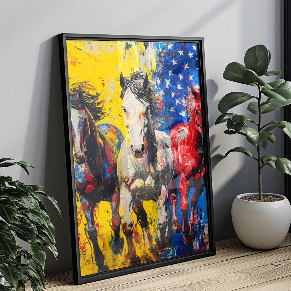 Patriotic Horses Poster Abstract - United States