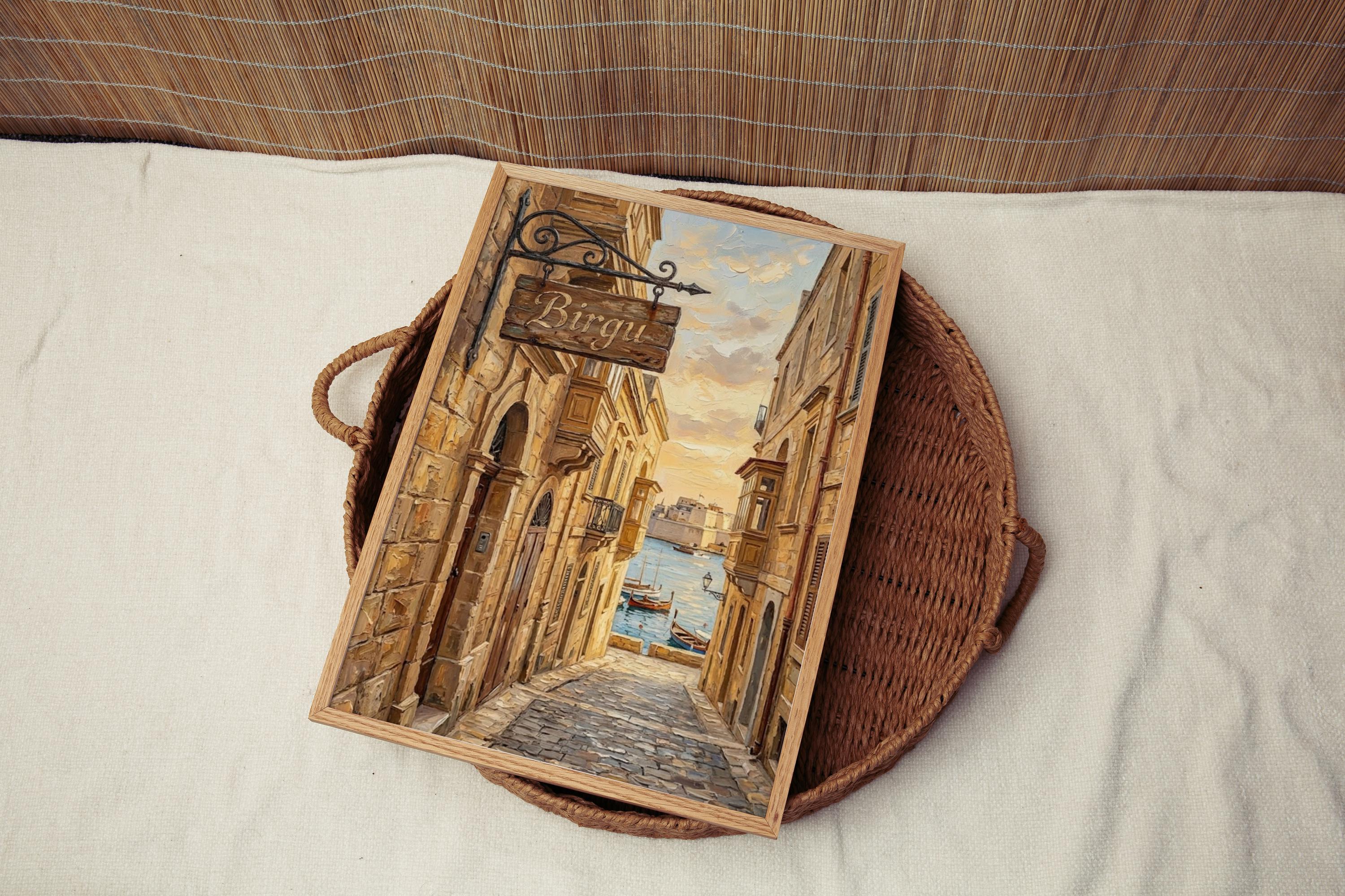 Birgu Street Sign Art Print: Malta Historic Harbor City Travel Poster