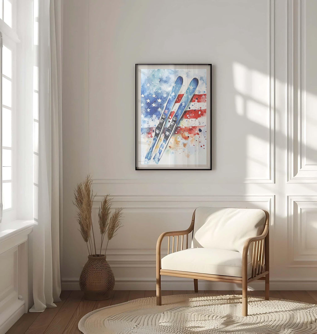 Skiing Patriotic Wall Art - United States