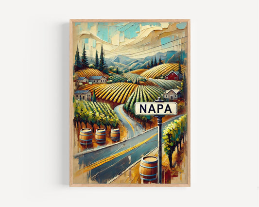 California Napa Wall Art Print, Travel Poster, Cali Decor, Housewarming Gift, US Art, California Gift, Home Decor, Winery Landscape