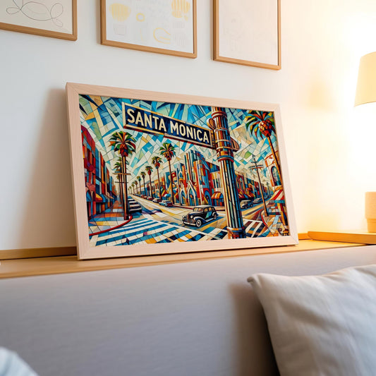 Santa Monica Wall Art Print - LA Travel Poster, California Gift, Santa Monica Boulevard Home Decor, Los Angeles Art, Housewarming Present