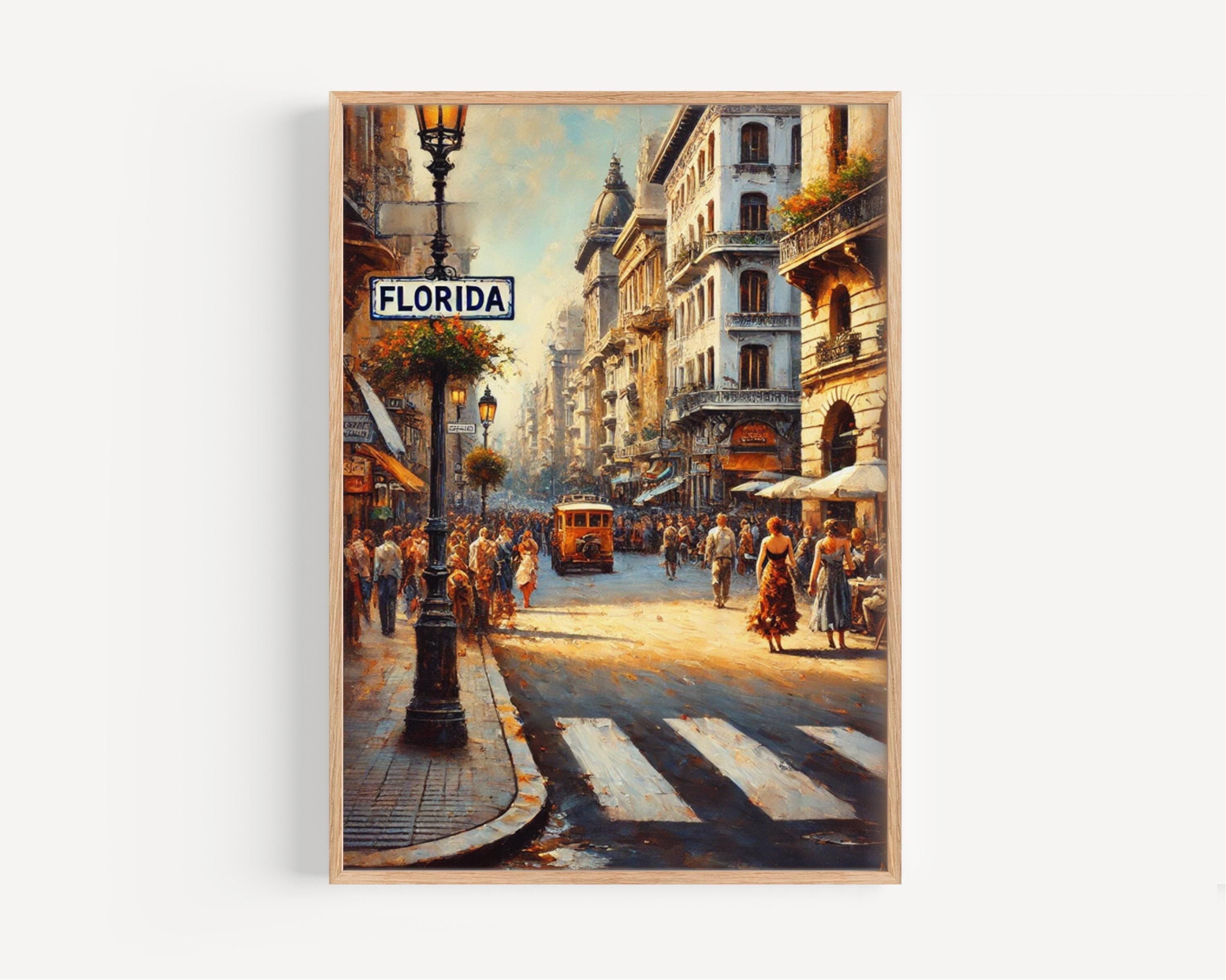 Florida Wall Art, Buenos Aires Street Scene Print, Argentina Urban Cityscape Poster, Travel Souvenir, Housewarming Gift, Fine Art Decor