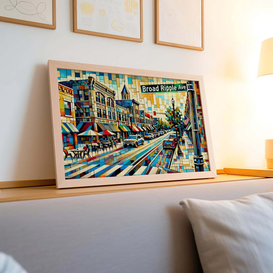 Broad Ripple Avenue Wall Art Print - Indianapolis Travel Poster, Indiana Gift, Housewarming Decor, IN City Map Illustration