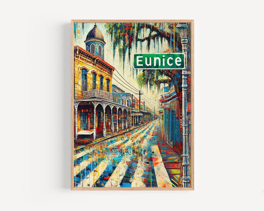 Louisiana Wall Art Eunice Print Travel Poster American Home Decor Housewarming Gift Unique Louisiana Gift