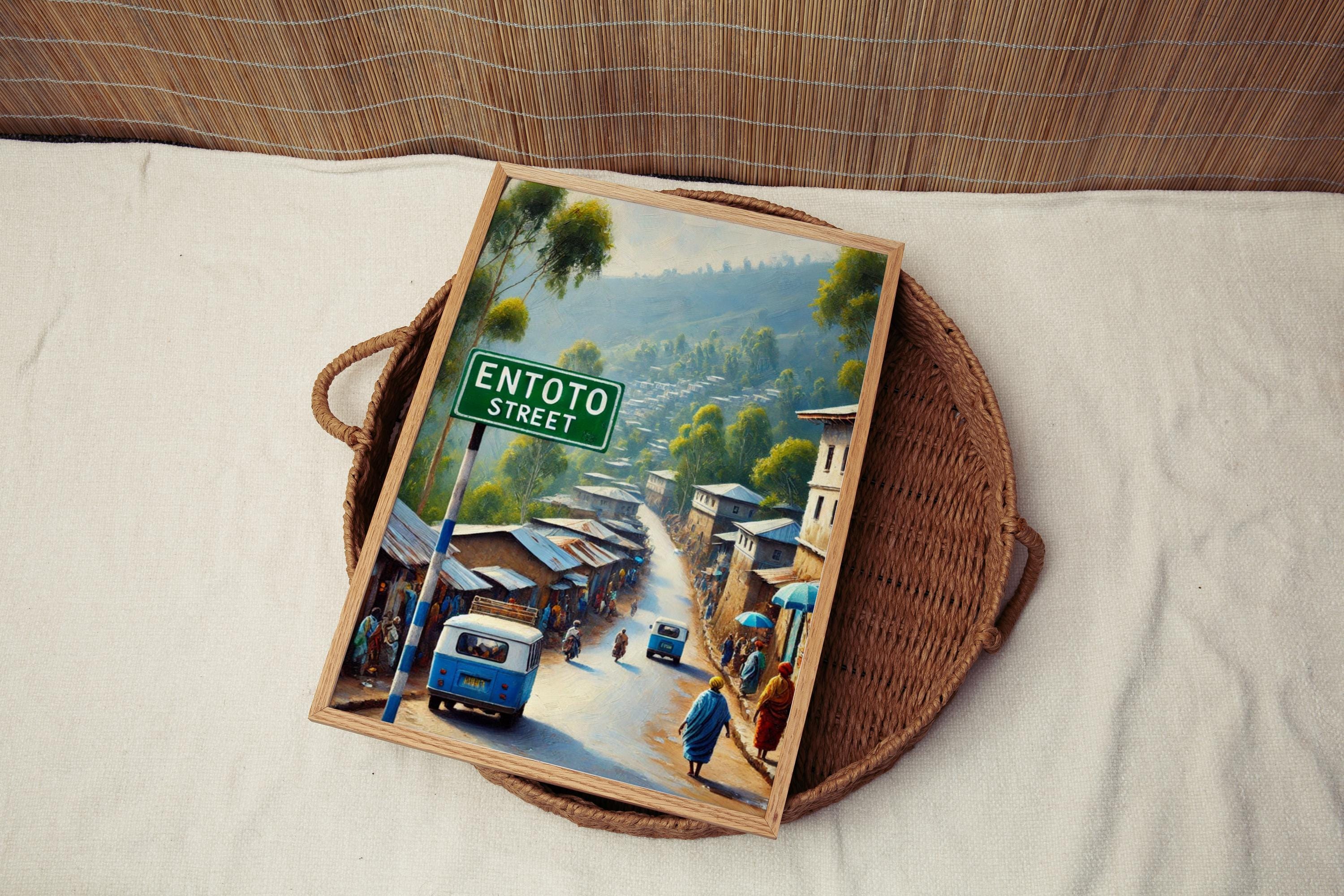 Addis Ababa Entoto Street Wall Art, Ethiopia Travel Poster, Cityscape Home Decor, Gift for Travelers, Fine Art Print on Museum-Grade Paper