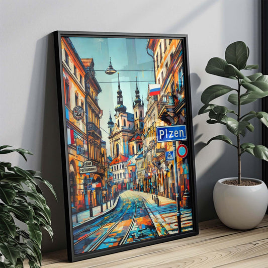 Plzen Art Czech Republic Wall Art Print, Travel Poster, Europe City Gift, Housewarming Decor, Plzen Travel Print