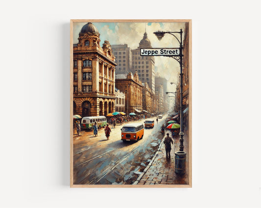 Jeppe Street Wall Art Print | Johannesburg Cityscape | South African Urban Decor | Travel Souvenir | Vintage Street Sign Artwork