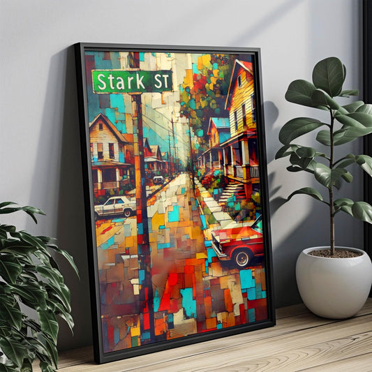 Portland Stark St Wall Art - Travel Print & Oregon Poster, Housewarming Gift, Portland Street Map Illustration