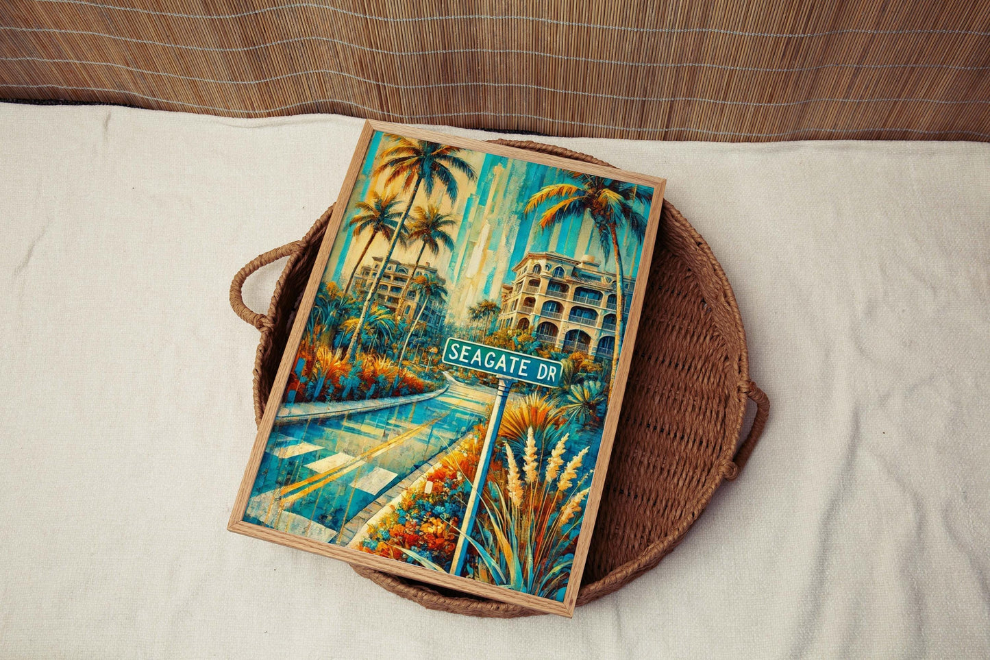 Seagate Drive Print Wall Art - Naples Florida Travel Poster, Home Decor, Housewarming & Florida Gift, Coastal Wall Art, FL Travel Print