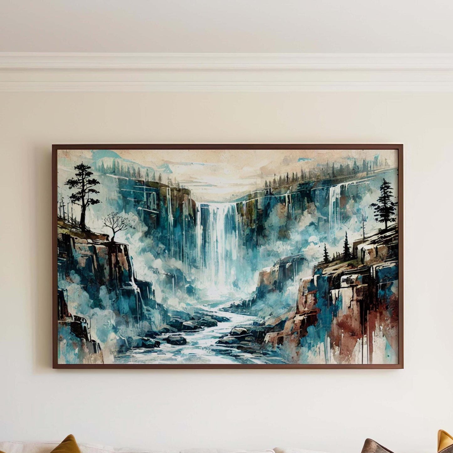 Nature Gift Waterfall Wall Art, Calming Stream Print for Home Decor, Housewarming & New Home, Family Nature Art, Relaxing Natural