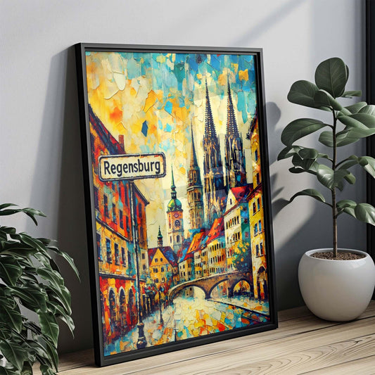 Regensburg Art Print, Germany Travel Poster, Regensburg Wall Art, Housewarming Gift, European City Decor, German Travel Gift