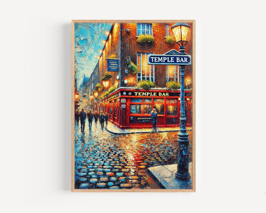 Ireland Temple Bar Wall Art Print – Dublin Travel Poster, Housewarming Gift & Ireland Souvenir, Colorful Ireland Artwork for Home Decor