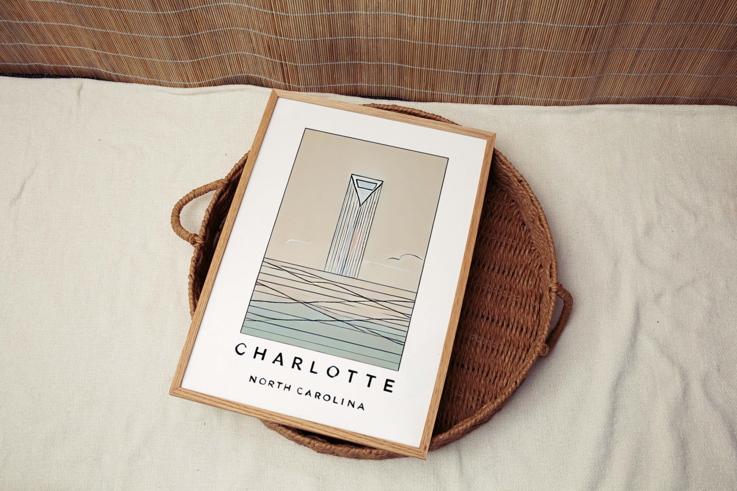 Charlotte Print North Carolina Wall Art, Travel Map Home Decor, Housewarming & College Gift, Modern City Poster, NC Art for Living Room