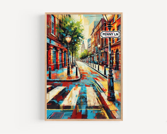 Liverpool Penny Lane Wall Art Print, Travel Poster & UK Gift, Liverpool Home Decor, Housewarming Present, Vintage Style Liverpool Art