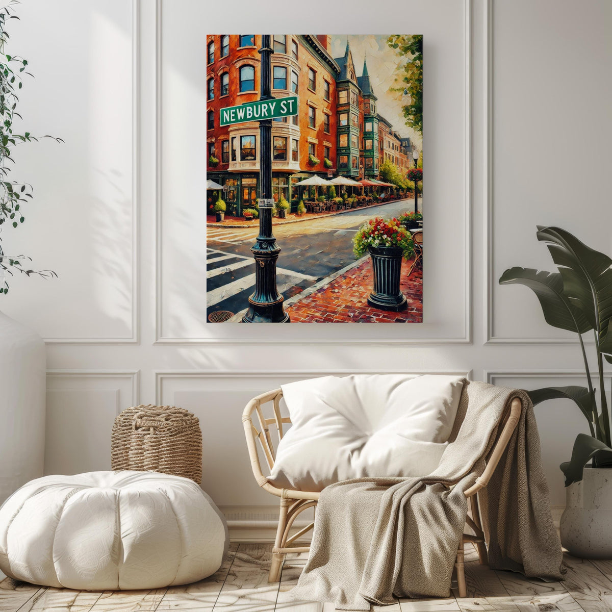 Newbury Street Cityscape Print - Boston, Massachusetts, USA