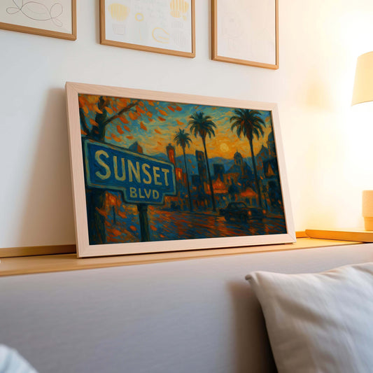 Sunset Blvd Fall Art Print – Vintage Los Angeles Scene