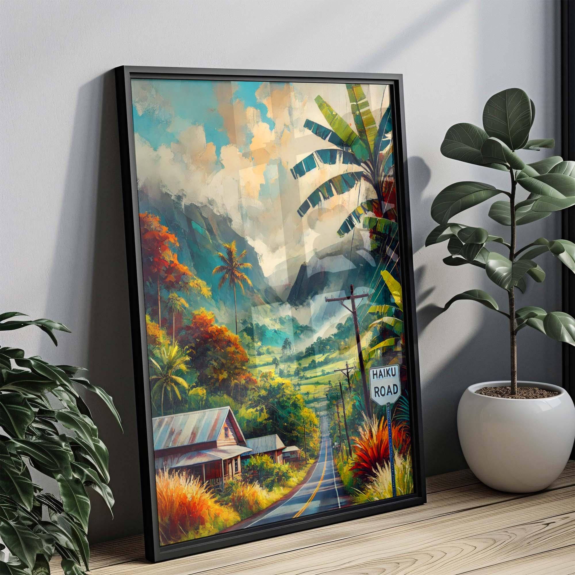 Haiku Road Print Maui Wall Art, Hawaiian Travel Poster, Housewarming Gift, Tropical Haiku Road Artwork, Maui Decor, Hawaii Print