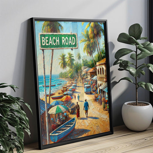 Beach Road Wall Art, Bissau Print, Guinea-Bissau Coastal Scene, Travel Poster, City Street Sign, Home Décor, Personalized Gift