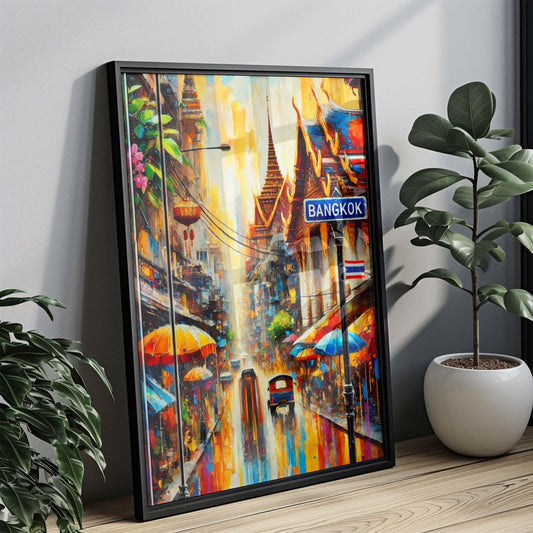 Bangkok Print Wall Art - Thailand Travel Poster, Thai Souvenir, Housewarming Gift, Modern Bangkok Cityscape Decor