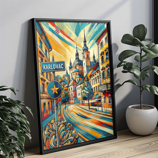 Karlovac Art Wall Print - Croatian City Travel Poster, Europe Home Decor, Housewarming Gift, Karlovac Croatia Map Illustration