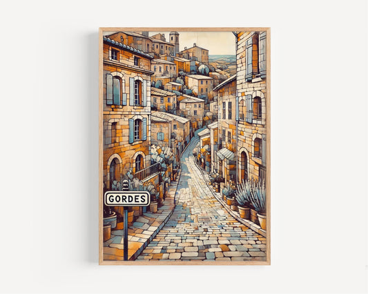 France Travel Print Gordes Wall Art, French Gift, European Souvenir, Travel Poster, Housewarming Decor, Scenic France Artwork