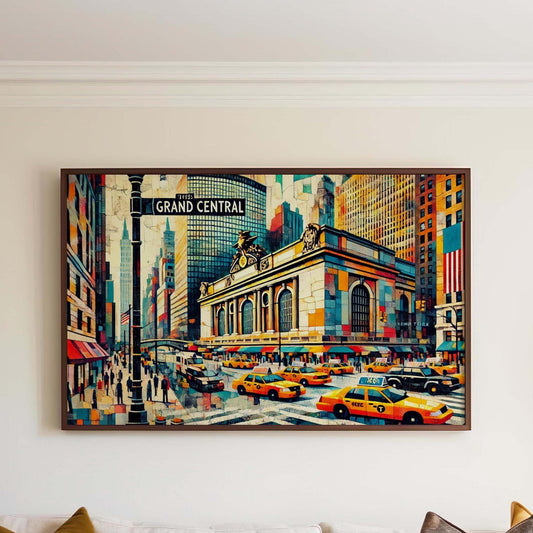 Grand Central Print - Manhattan Travel Poster, New York Art Wall Decor, Housewarming Gift, NYC Cityscape Illustration