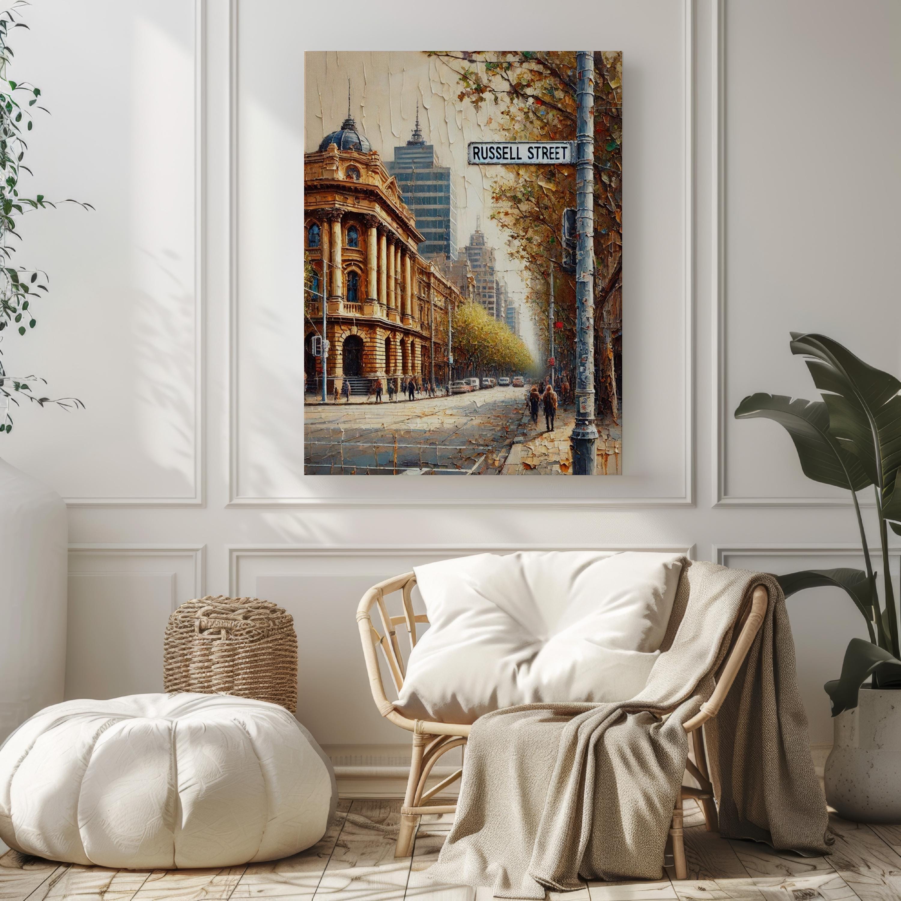 Melbourne Russell St Wall Art Print, Travel Poster Gift, Australian Home Decor, Housewarming & Melbourne Cityscape Artwork
