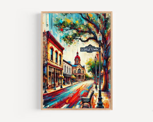 Texas Georgetown Wall Art Print Vintage Travel Poster & Texas Decor Perfect Housewarming Gift Souvenir American Art