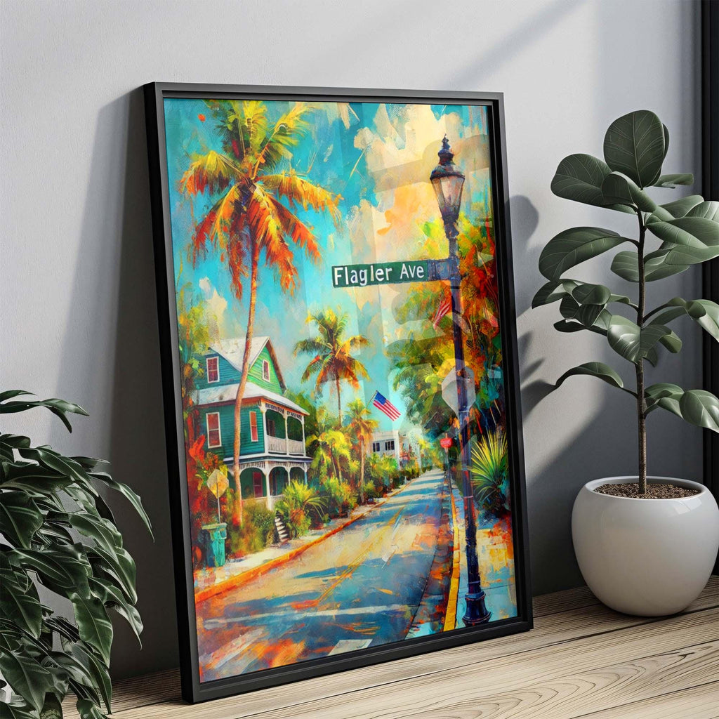 Flagler Ave Vintage Print - Key West, Florida, USA