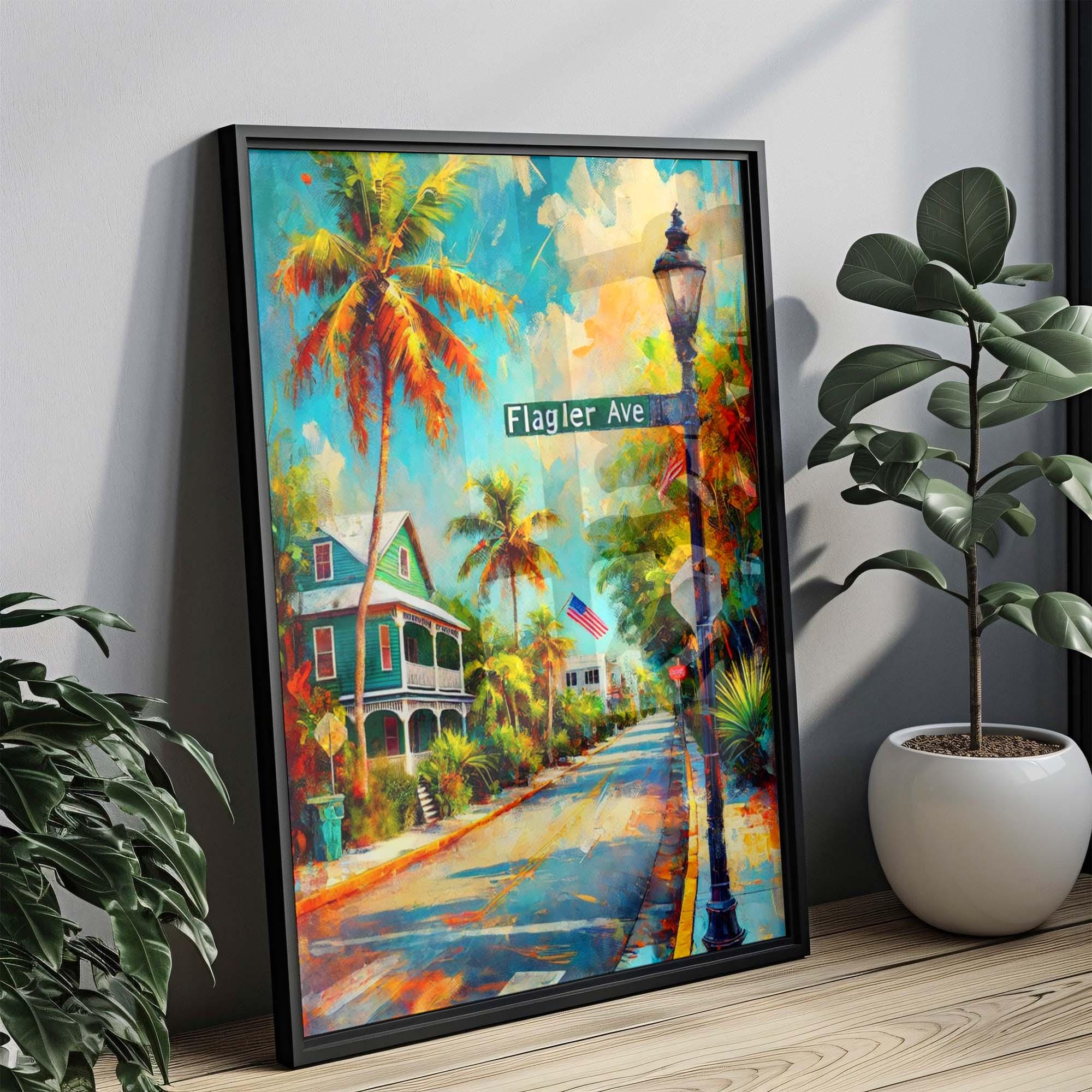 Flagler Ave Vintage Print - Key West, Florida, USA