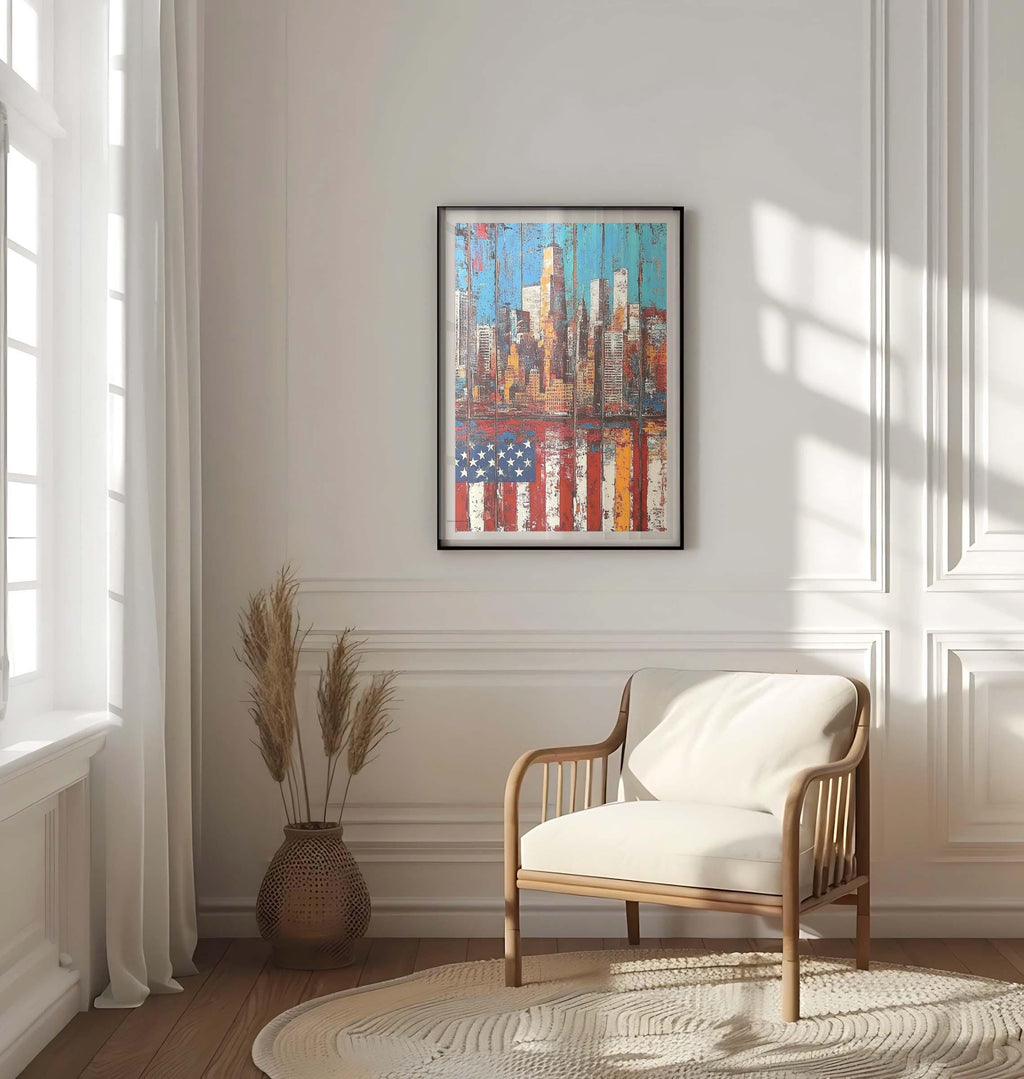 City Skyline Patriotic Wall Art - USA