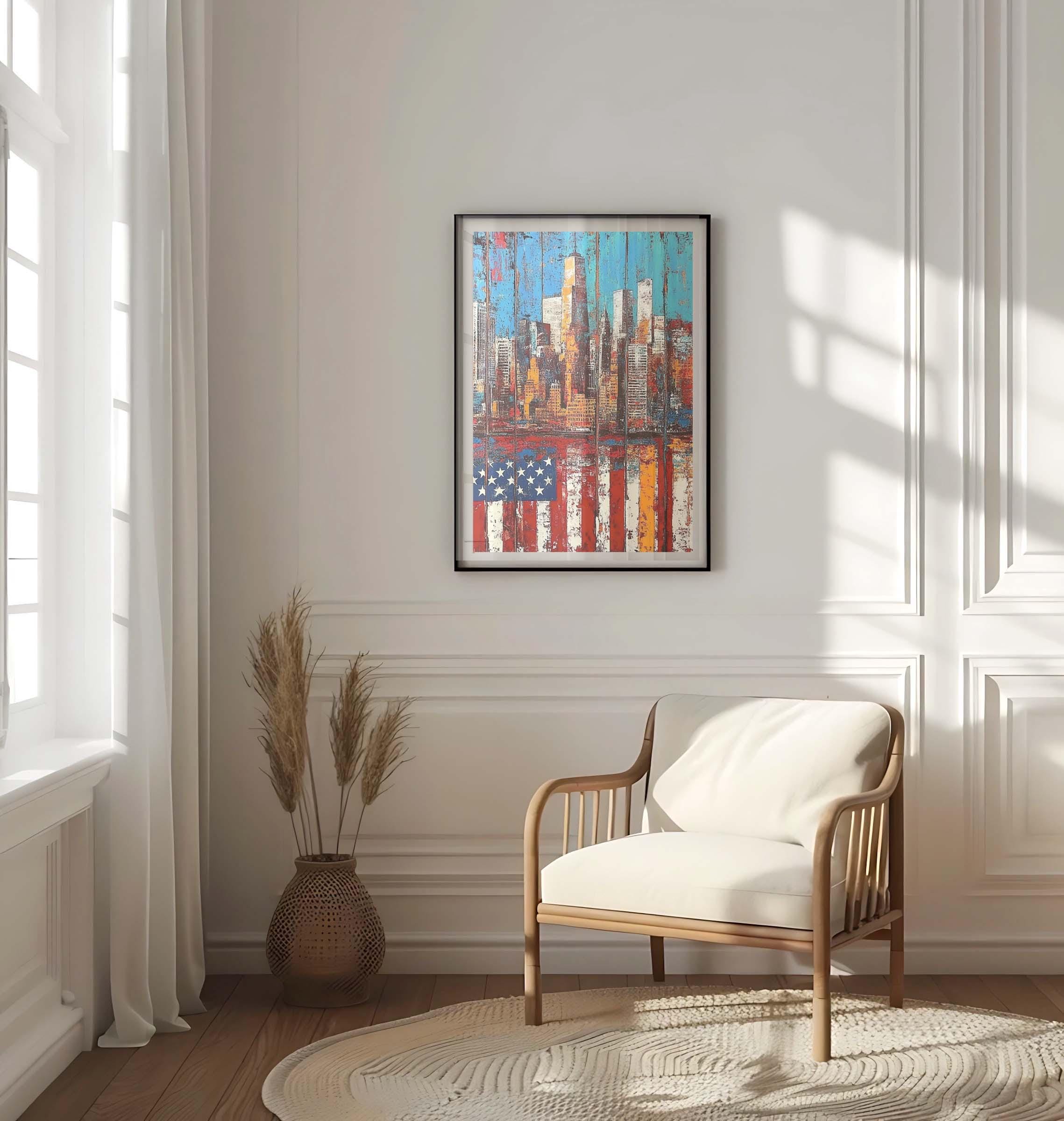 City Skyline Patriotic Wall Art - USA