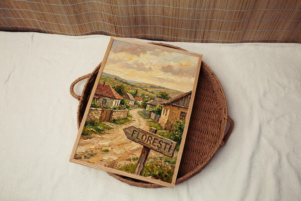 Florești Street Sign Art Print: Transylvania Romania Travel Poster Decor