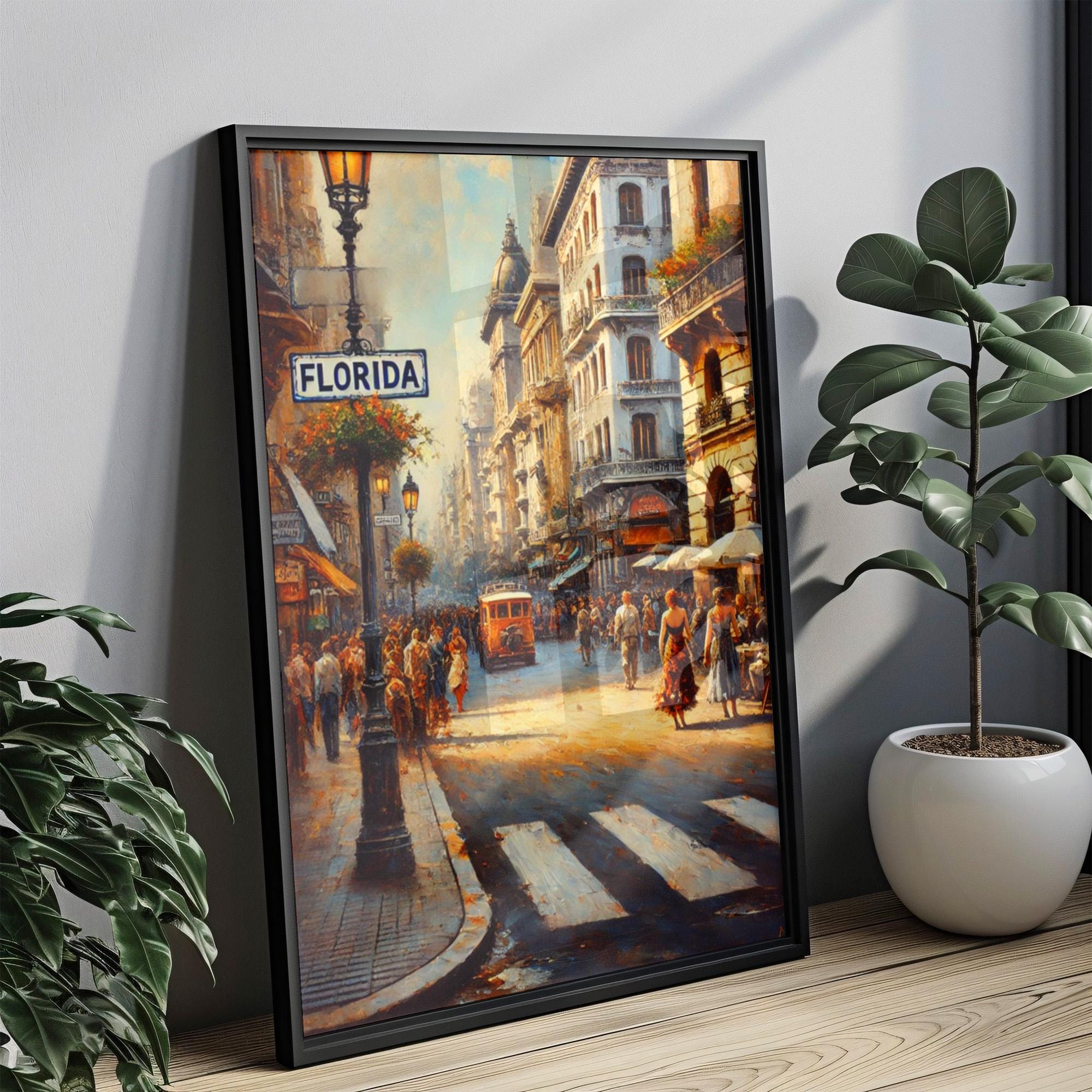 Florida Wall Art, Buenos Aires Street Scene Print, Argentina Urban Cityscape Poster, Travel Souvenir, Housewarming Gift, Fine Art Decor