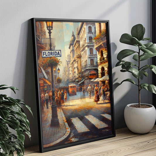 Florida Wall Art, Buenos Aires Street Scene Print, Argentina Urban Cityscape Poster, Travel Souvenir, Housewarming Gift, Fine Art Decor