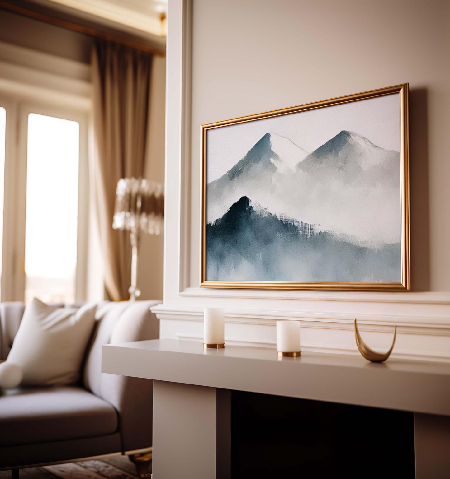 Nature Gift Mountain Wall Art, Snowy Landscape Print, Home Decor, New Home & Housewarming Family Art, Rustic Nature Scene Poster