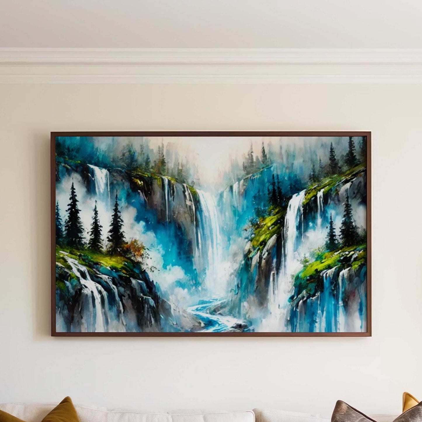 Nature Gift Waterfall Wall Art Print, Scenic Stream Home Decor, New Housewarming Family Art, Tranquil Nature Landscape Poster