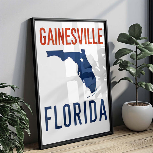 Gainesville Print Florida Wall Art | College and Travel Decor | Housewarming Gift | Florida Poster for Home & Office