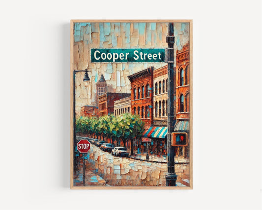 Cooper Street Wall Art Memphis Print Tennessee Art | City Travel Souvenir Poster | Personalized Gift for Memphis Lovers
