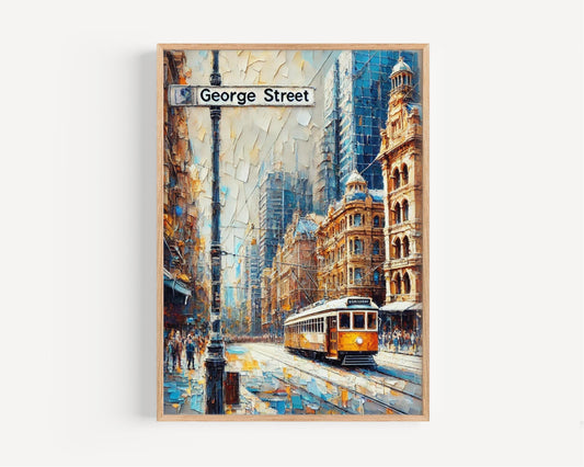 Sydney Wall Art George Street Print Travel Poster Australia Gift Housewarming Souvenir Sydney Cityscape Home Decor