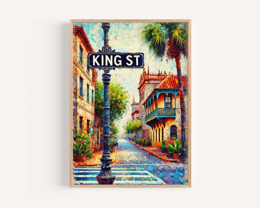 King Street Print St Augustine Wall Art Florida Travel Poster Vintage Style Housewarming Gift FL Art