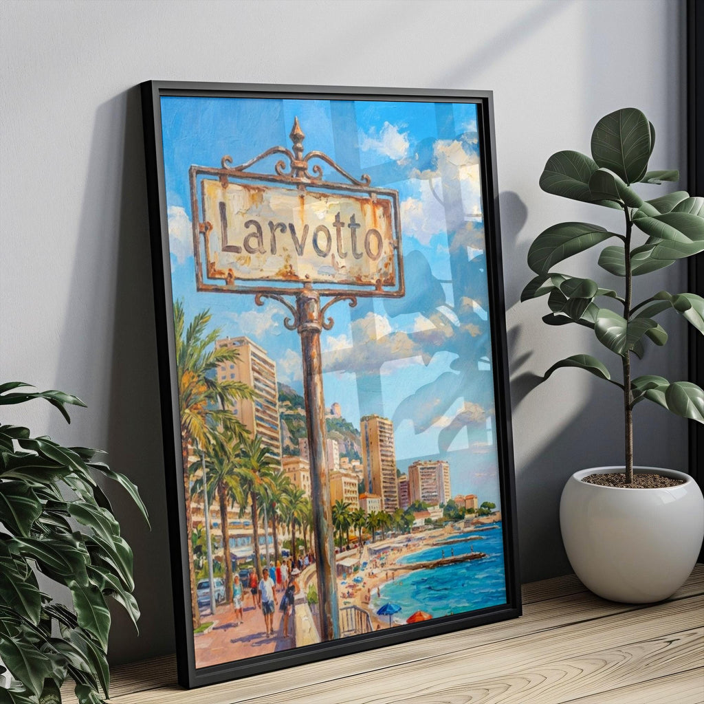 Larvotto Wall Art Print: Monaco Beachfront Travel Poster