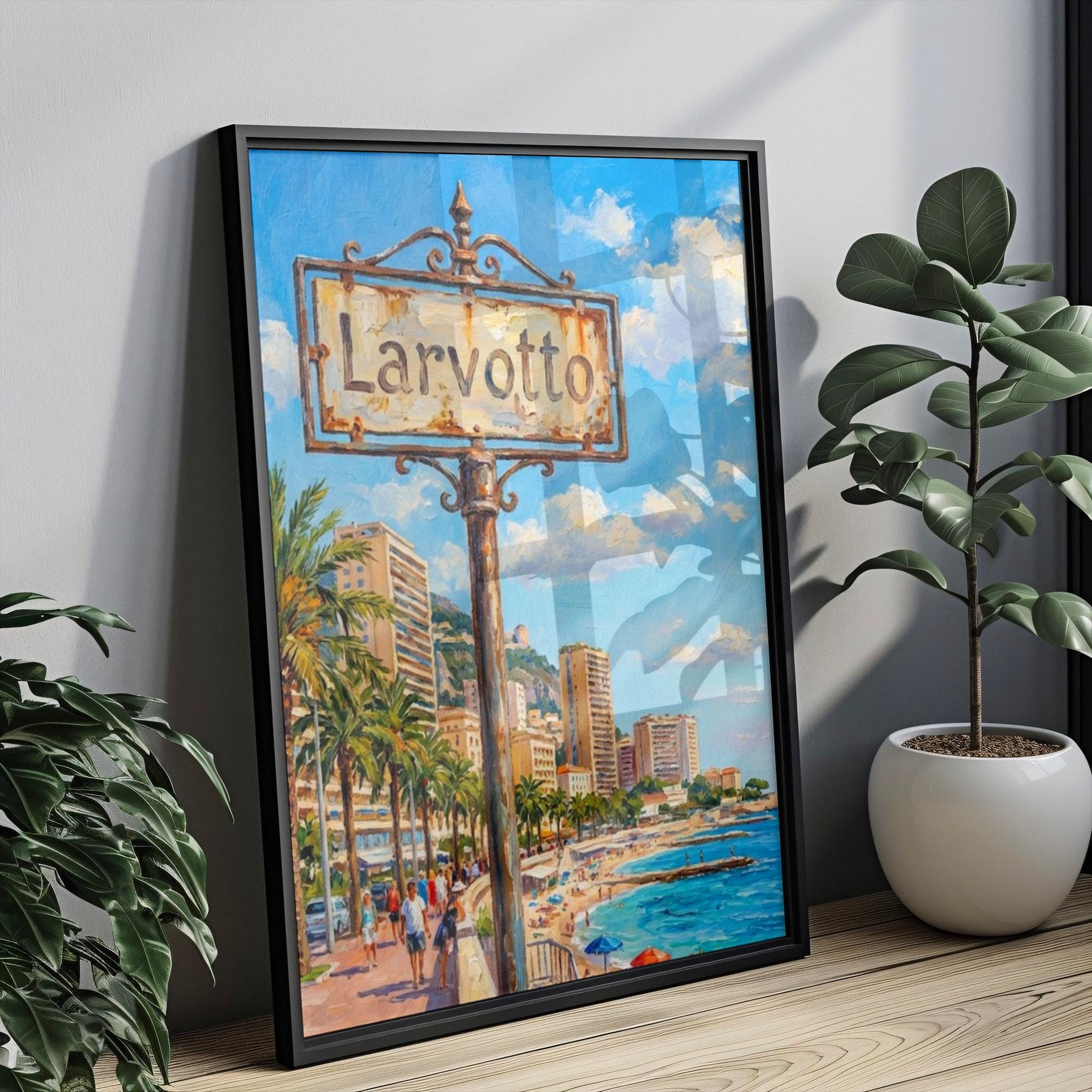Larvotto Wall Art Print: Monaco Beachfront Travel Poster