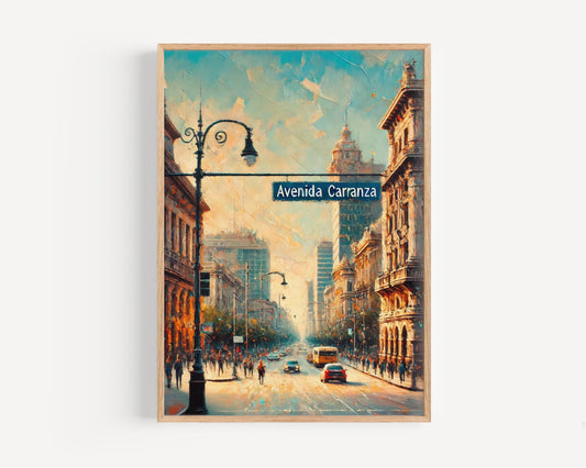 Avenida Carranza Wall Art - San Luis Potosi Travel Print, Mexico Gift & Travel Poster, Mexico Art Home Decor
