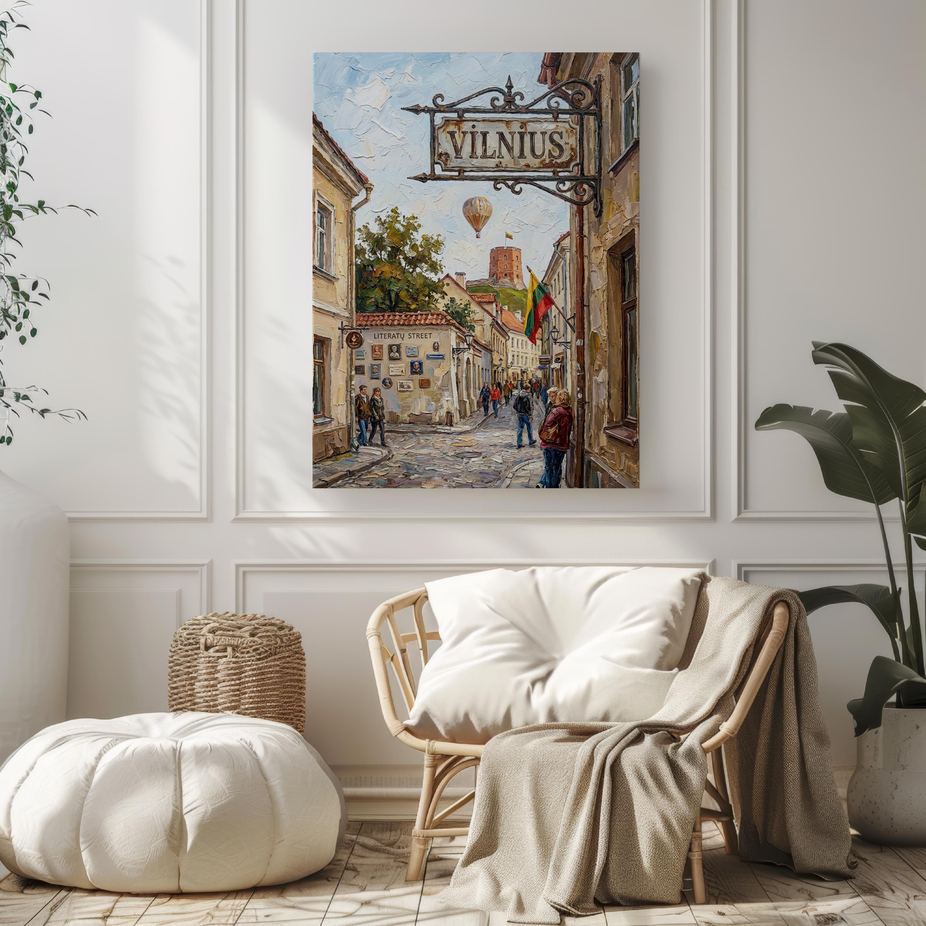 Vilnius Street Sign Art Print: Lithuania Capital City Travel Poster