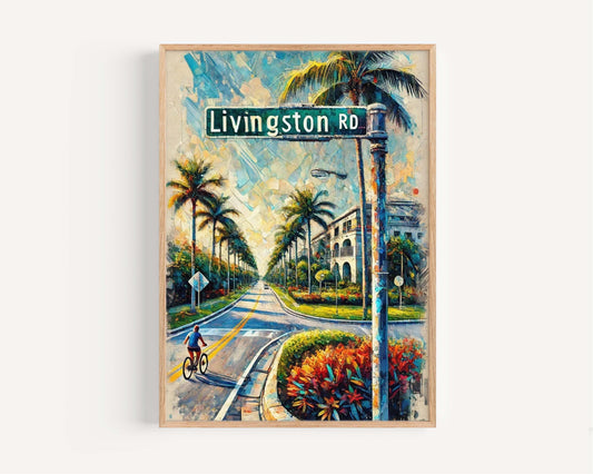 Naples Art Livingston Road Wall Art, Florida Travel Print Poster, Housewarming & Florida Gift, Coastal Home Decor