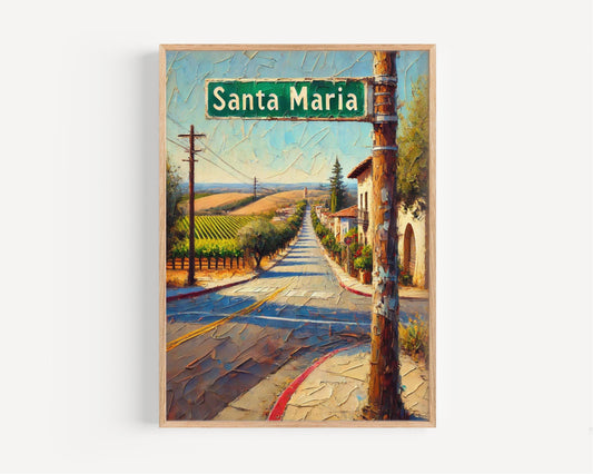 California Wall Art Santa Maria Print Travel Poster California Gift USA Home Decor Housewarming American Art