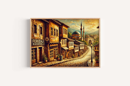 Ferizaj Art Print - LeFerizajka Wall Art Poster, Kosovo City Travel Gift & Housewarming Décor, European Style Home Accent