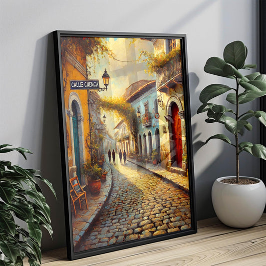 Calle Cuenca Wall Art, Quito Print, Ecuador Travel Poster, Colonial Heritage Home Decor, Housewarming Gift, Museum-Grade Fine Art Paper
